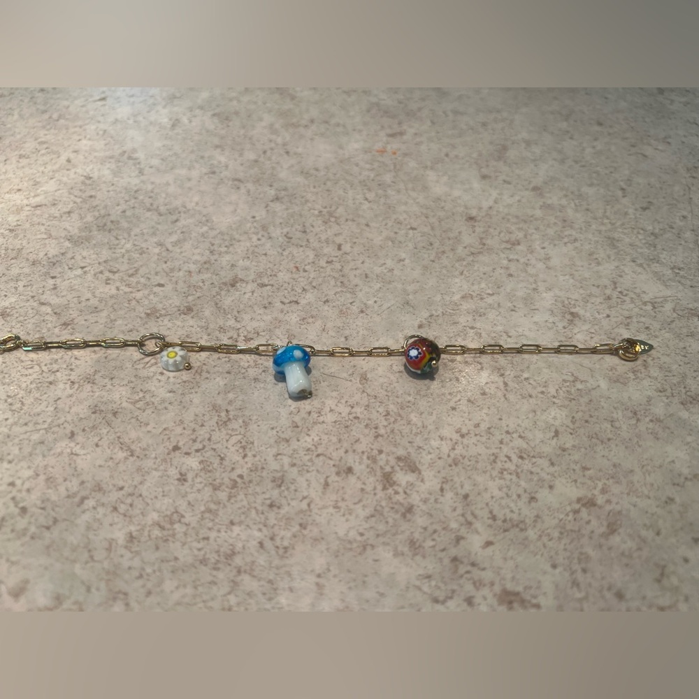 Charming Gold Chain Bracelet with Colorful Charms